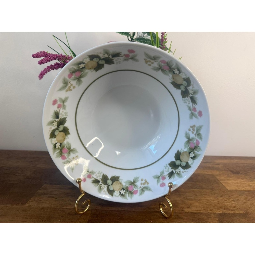 Vintage Mikasa Sumay Eclipse Fine China Green Pink Floral Serving Bowl Japan